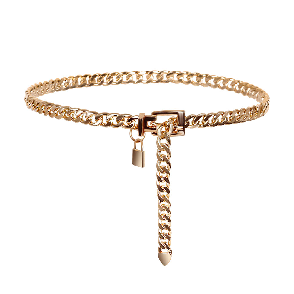 Fashiondy Metal Hip Hop Style Waist Chain Padlock Pendant