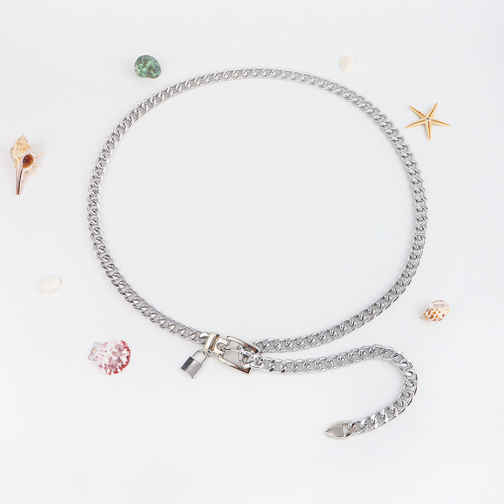 Fashiondy Metal Hip Hop Style Waist Chain Padlock Pendant