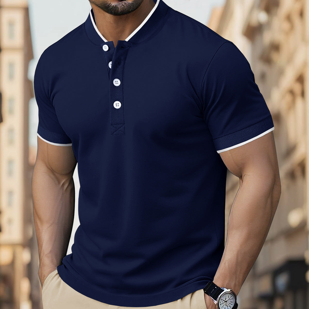 Mens Versatile Casual Short-sleeve Top