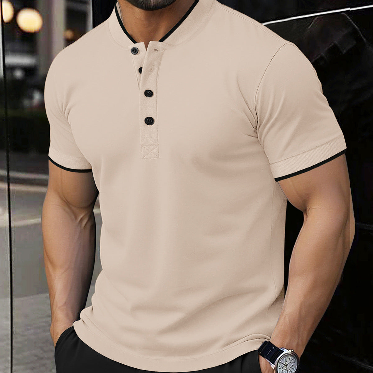 Mens Versatile Casual Short-sleeve Top