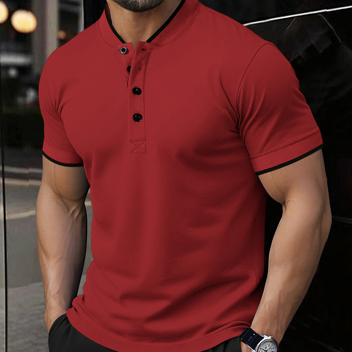 Mens Versatile Casual Short-sleeve Top